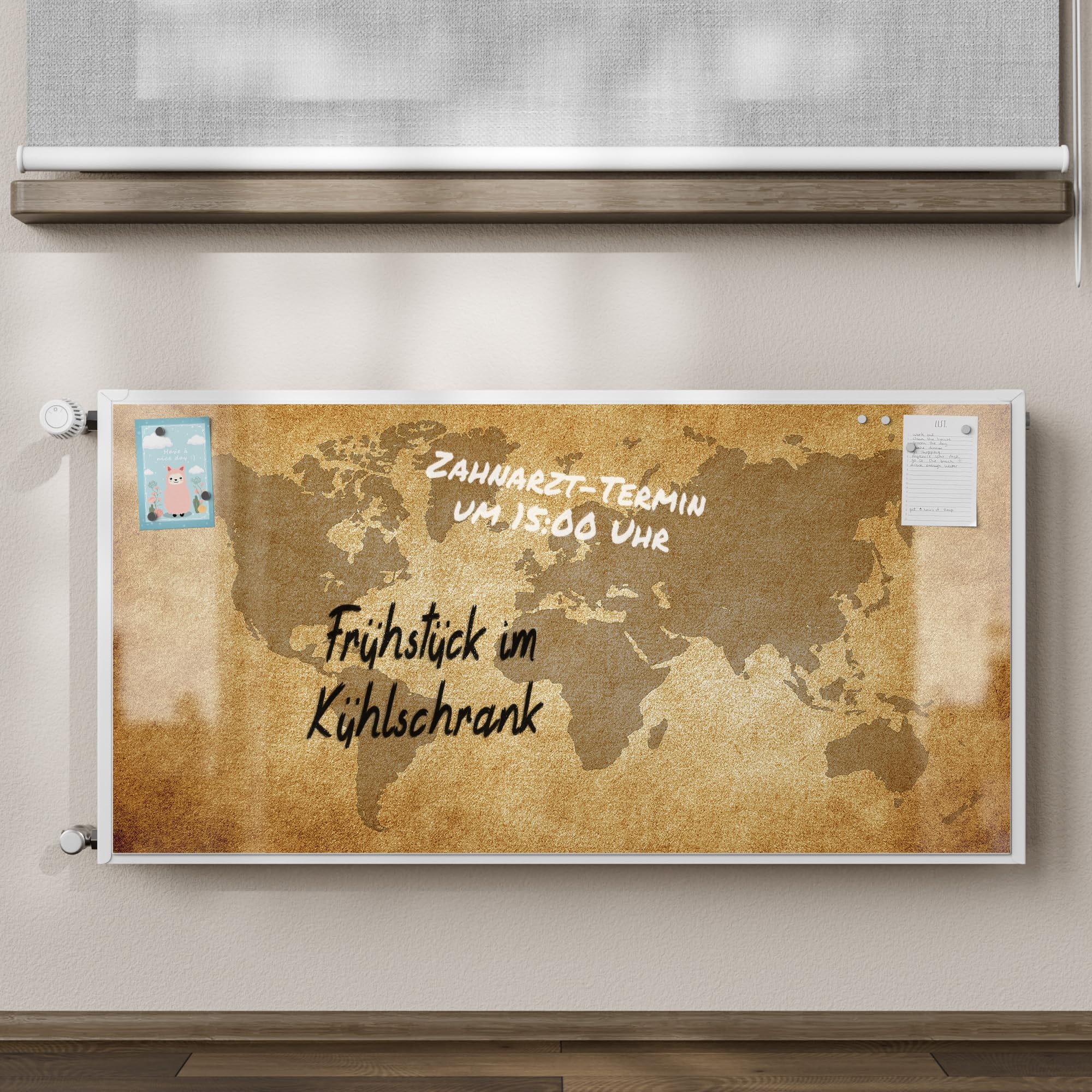 DEQORI Folia magnetyczna do ogrzewania 120 x 60 cm | motyw globalnej sztuki pergaminowej | dekoracyjna mata magnetyczna, ochrona grzejników | magnetyczna folia dekoracyjna, samoprzylepna, magnetyczna