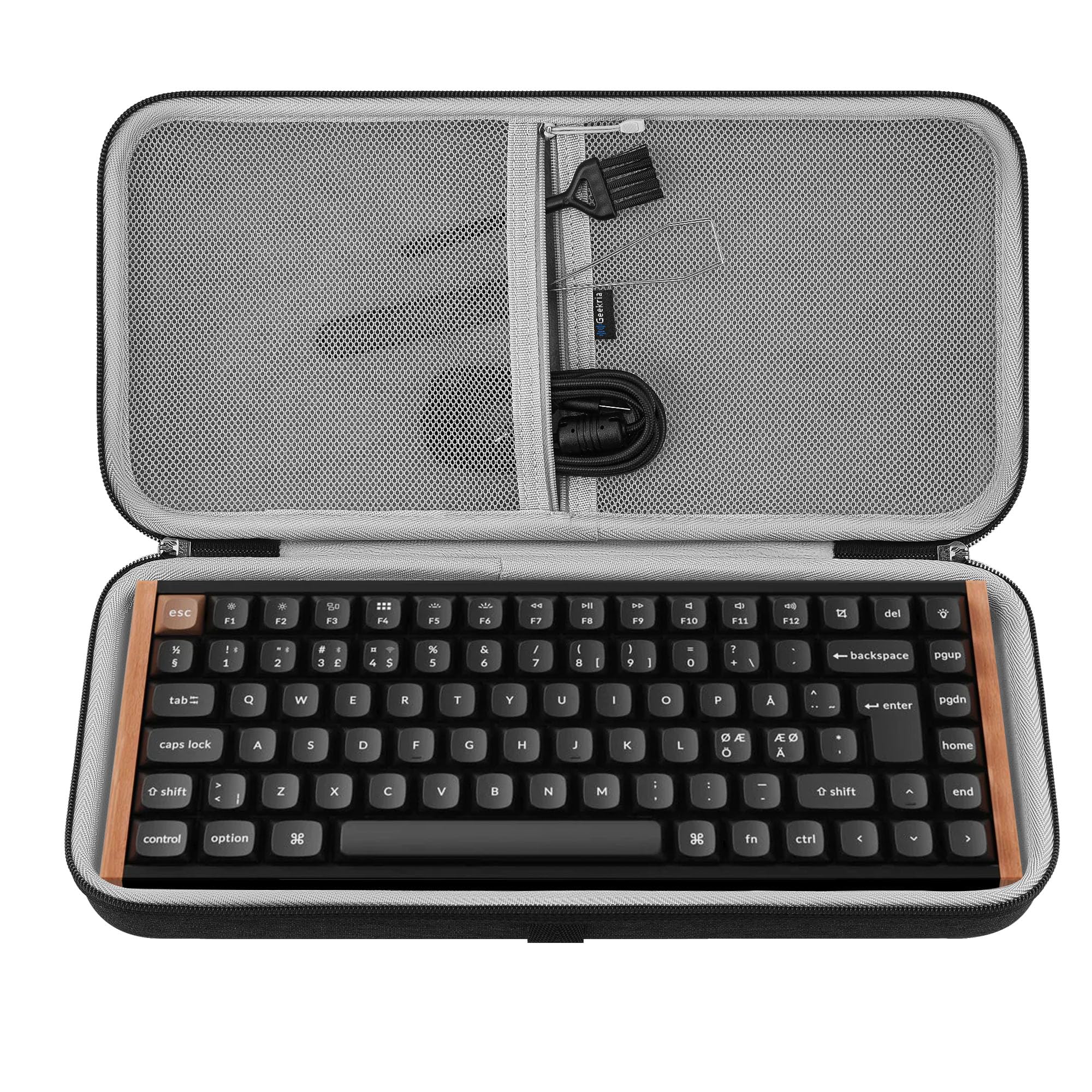GEEKRIA Custodia per tastiera 75%, borsa da viaggio rigida per tastiera portatile wireless a 84 tasti, compatibile con Keychron K2, tastiera meccanica POP Keys