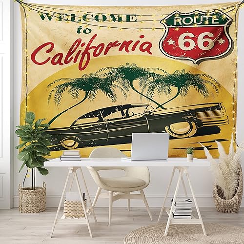 Miniatura 6 de Ambesonne Tapiz retro, asiento publicitario retro de Hollywood con texto en inglés "Welcome to California", estampado estilo arte pop, para colgar