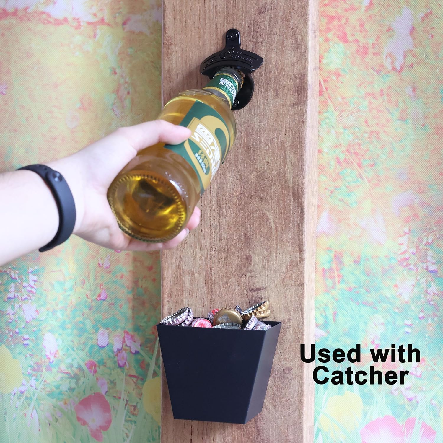 Funny Black Beer Bottle Cap Opener Wall Mounted Stainless image 3