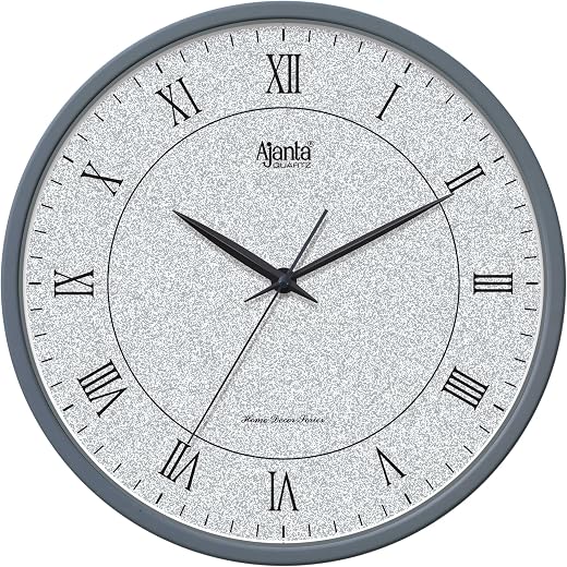 Ajanta Home Decor Series 10007 Wall Clock – 32cm Truly Grey Modern Design – Real Silent Sweep Movement – Non-Ticking &amp; Acc...