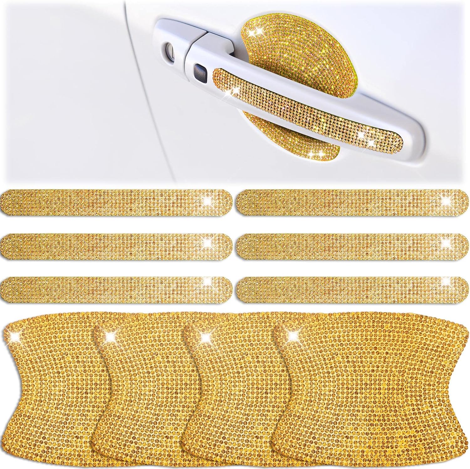 Frienda 10 Pieces Bling Car Door Handle Protector Bling Car