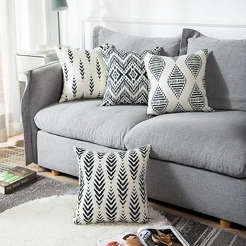 Miniatura 6 de ArtSockect- Juego de 4 fundas de almohada decorativas para decoración del hogar, cuadradas, 18 x 18 pulgadas.