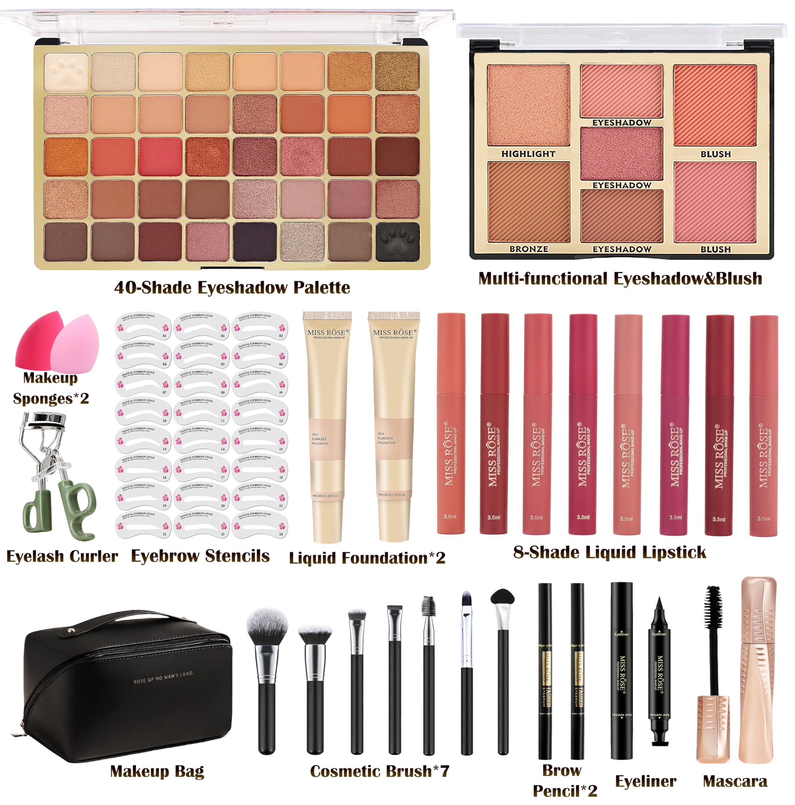 Hoorayeah Makeup Kit - Makeup Sets For Girl - Gift Sets for Women with Eye Shadow Palette Lipstick, purple - Image 2