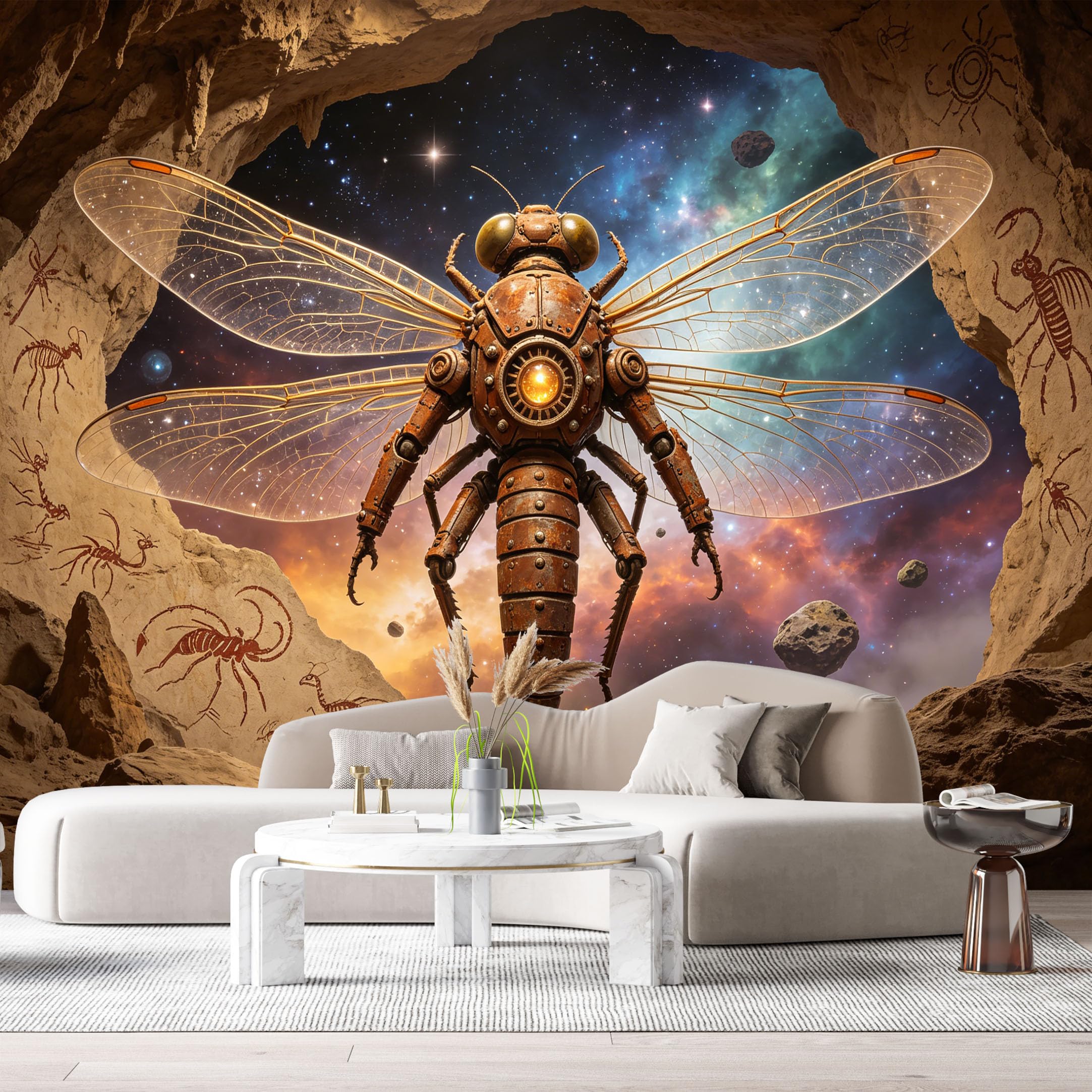 Custom Size Wall Mural Mechanical Insect Mech Futuristic Robot Art Science Fiction Steampunk Style SelfAdhesive Art Prints Removable Large Wallpaper Esports Room Game Room Tenant Room Studio