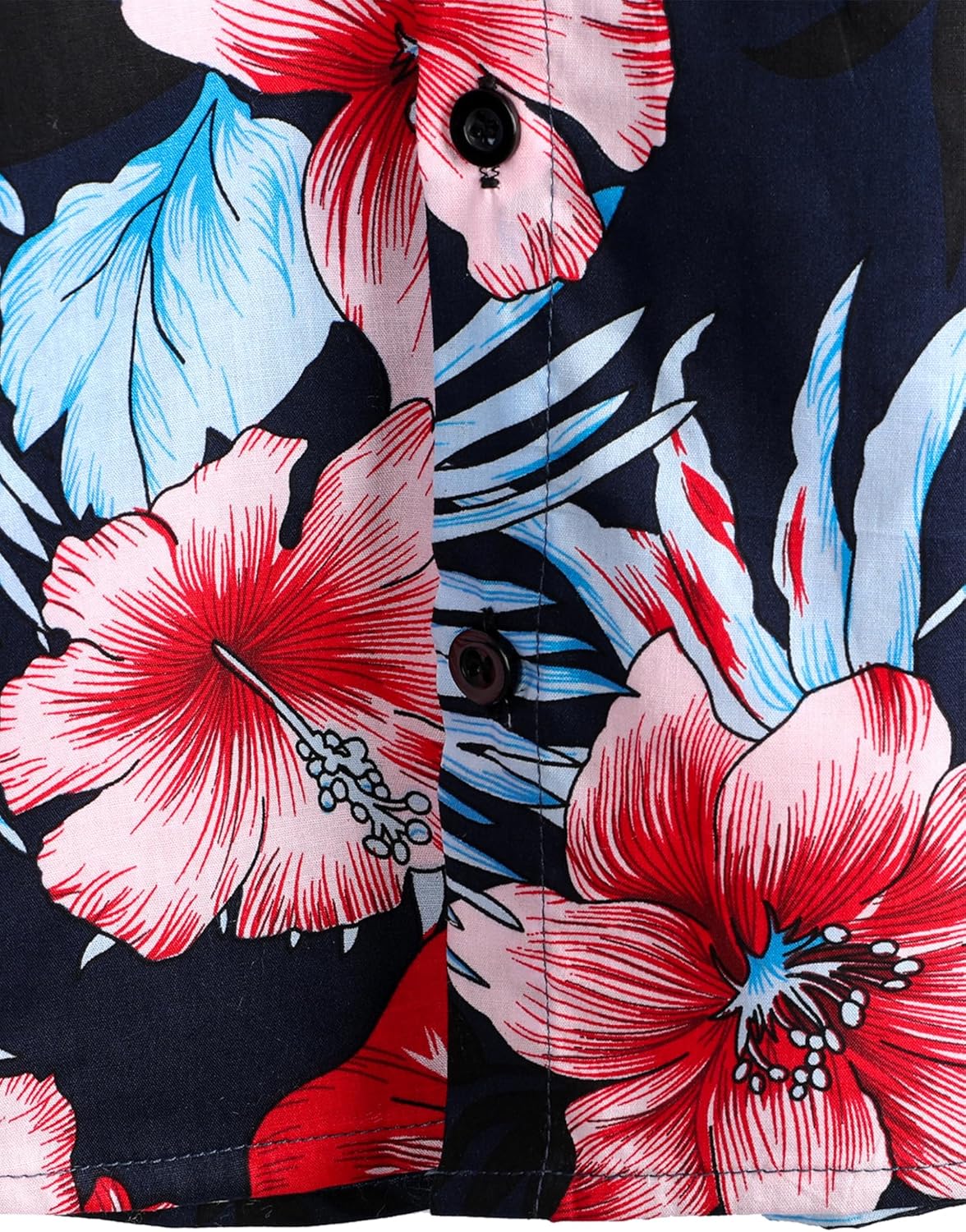 VATPAVE Mens 100% Cotton Hawaiian Shirts Floral Short Sleeve Button Down Shirts Summer Beach Shirts - Image 2