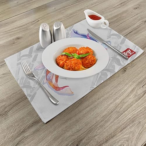 Miniatura 2 de Ambesonne Koi Fish Place - Juego de 4 alfombrillas estilo acuarela, animales japoneses, diseño de pareja, pintura a base de pinceladas, manteles
