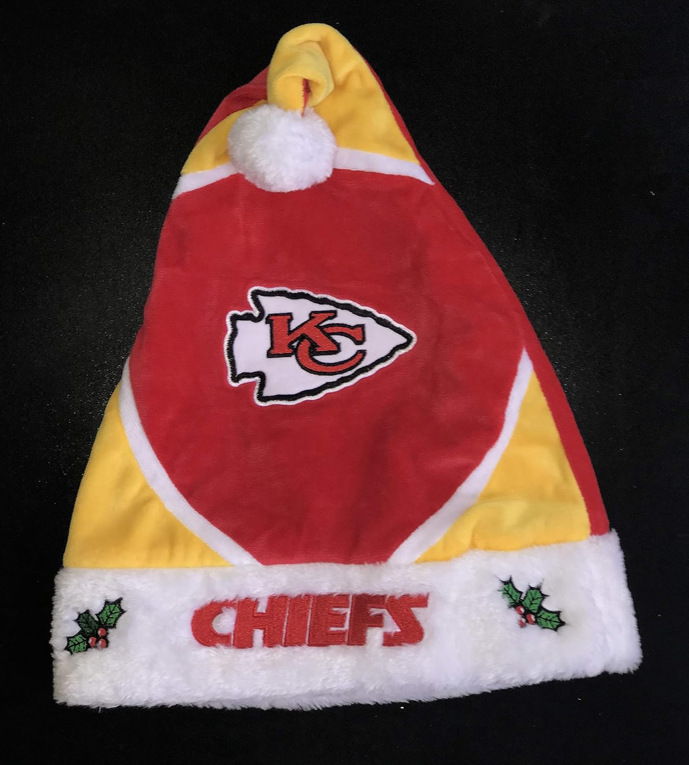 FOCO Kansas City Chiefs Santa Hat - Limited Edition Red Colorblock Holiday Fan Gear - Officially Licensed NFL-AFC West Football Team Spirit
