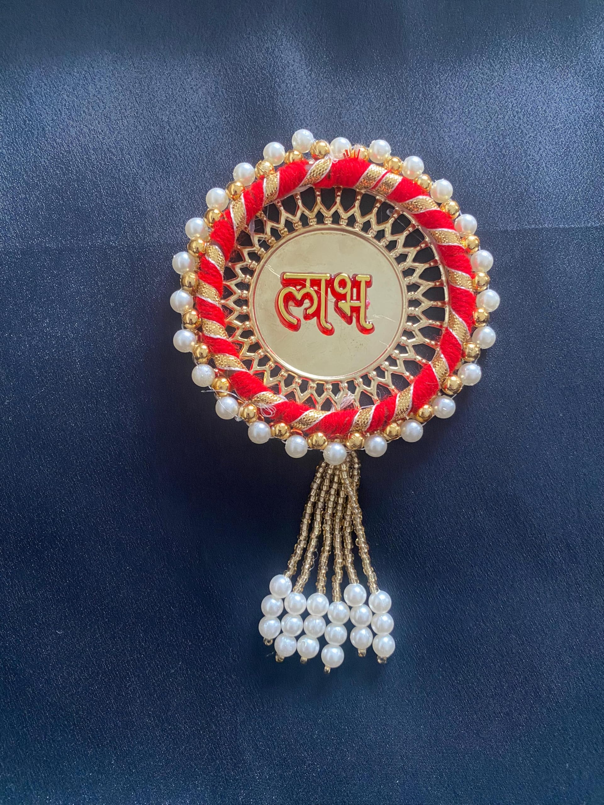 SINGARO Shubh Labh Stickers with latkan for Side Door/Wall Hanging Main Entrance/Pooja Room/Diwali/Wedding Decor 1