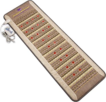 ThermoGem Infrared Amethyst Tourmaline Jade Mat - Full-Size 72"L x 24"W - Thick & Rigid - Natural Crystals - Adjustable 86-158F 30-70C Heating - Negative ions - Bio Stimulation Photon Red Light