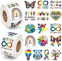 Vista 85 de BeYumi Calcomanías de rollo de conciencia sobre el autismo, 1000 piezas de rompecabezas, calcomanías de cinta en 2 rollos, vinilo impermeable