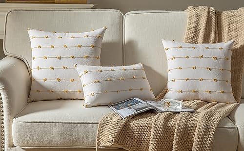 Miniatura 9 de Juego de 2 fundas de almohada bohemias de 12 x 20 pulgadas, color beige y marrón, fundas decorativas modernas de estilo rústico para sofá, cama y