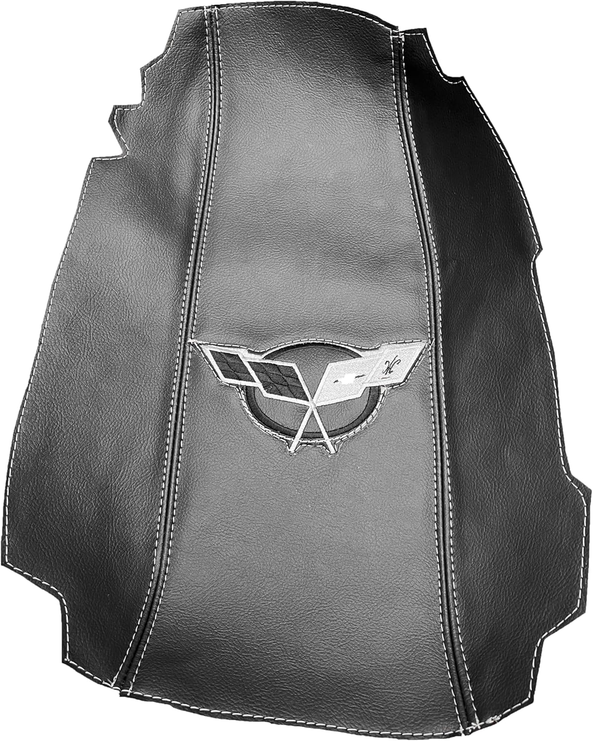 Synthetic Leather Console Armrest Cover with Embroidery Compatible with Chevy Corvette C5 V8 Z06 1997 1998 1999 2000 2001 2002 2003 2004 (Made in USA) (Gray Stitching)