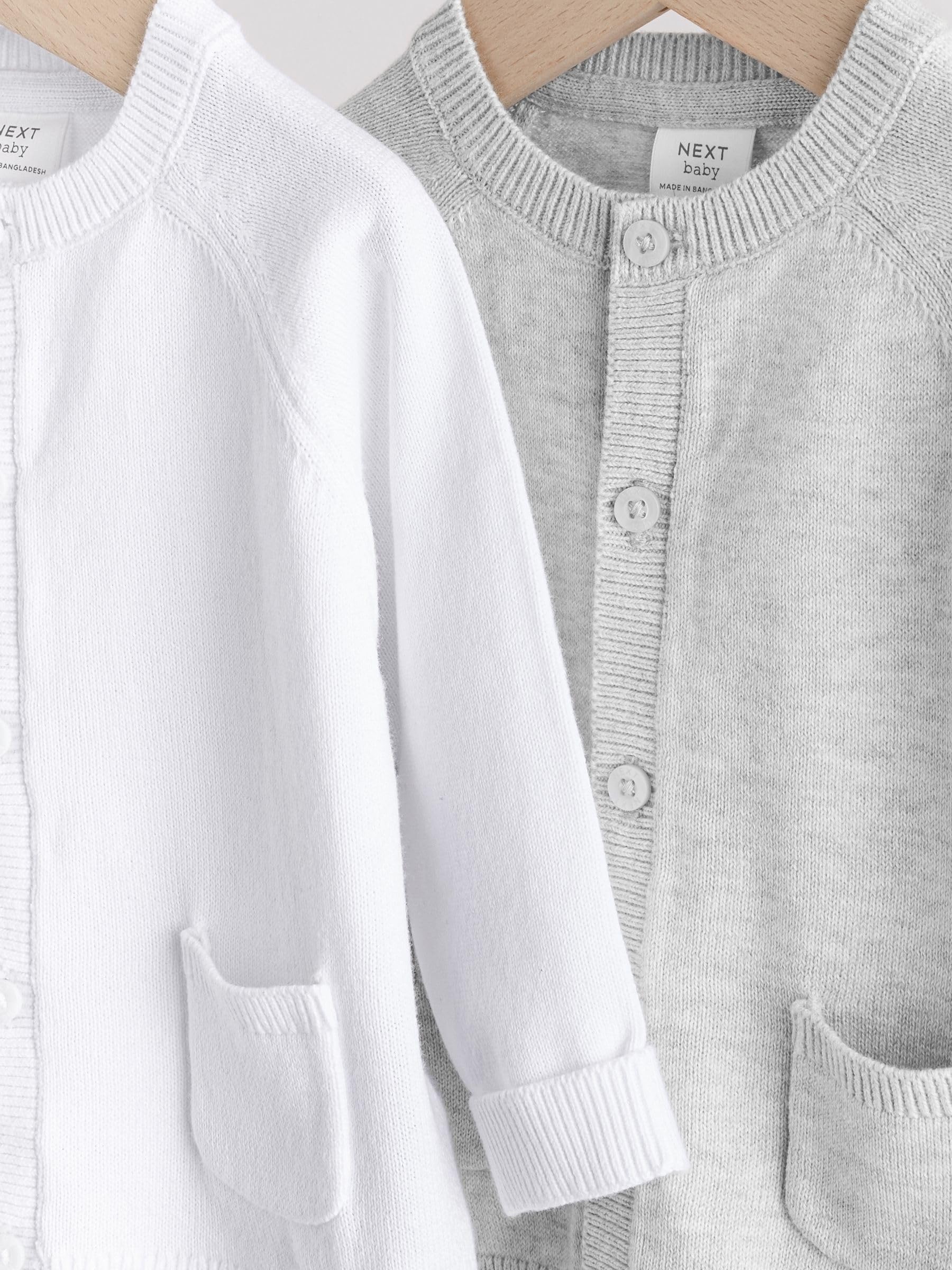 NEXT Bébé Cardigan bébé en Maille Gris et Blanc, Lot de 2