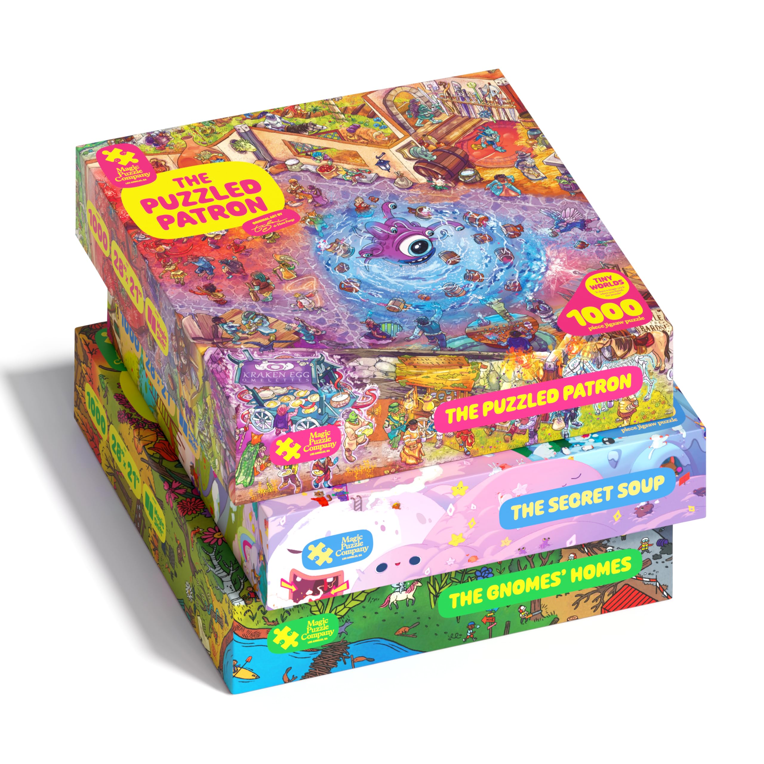 Magic Puzzle Company3-Pack • Series Three • The Secret Soup, The Puzzled Patron, & The Gnomes' Homes • 1000 Piece Jigsaw from The