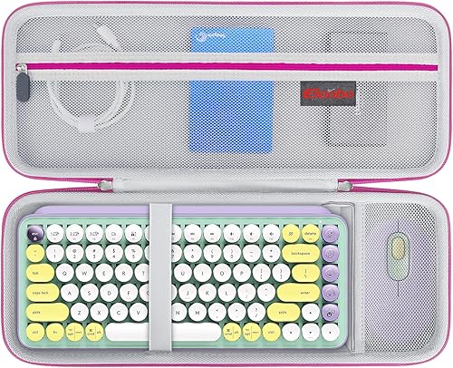 Elonbo Funda rígida para teclado inalámbrico mecánico Logitech POP, portátil, Bluetooth, teclado externo, funda de viaje, bolsillo de malla