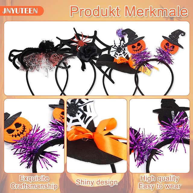 Foto 3 de 7 de JNYUTEEN 4 Piezas Diadema de Halloween, Diadema Halloween y 10 Pegatinas de Tatuajes