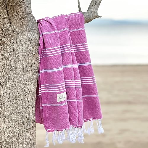 Miniatura 2 de Toallas de playa turcas 100% algodón turco de gran tamaño, 38 x 71 pulgadas, sin arena, ligeras, de secado rápido, prelavadas, no se encogen, toalla