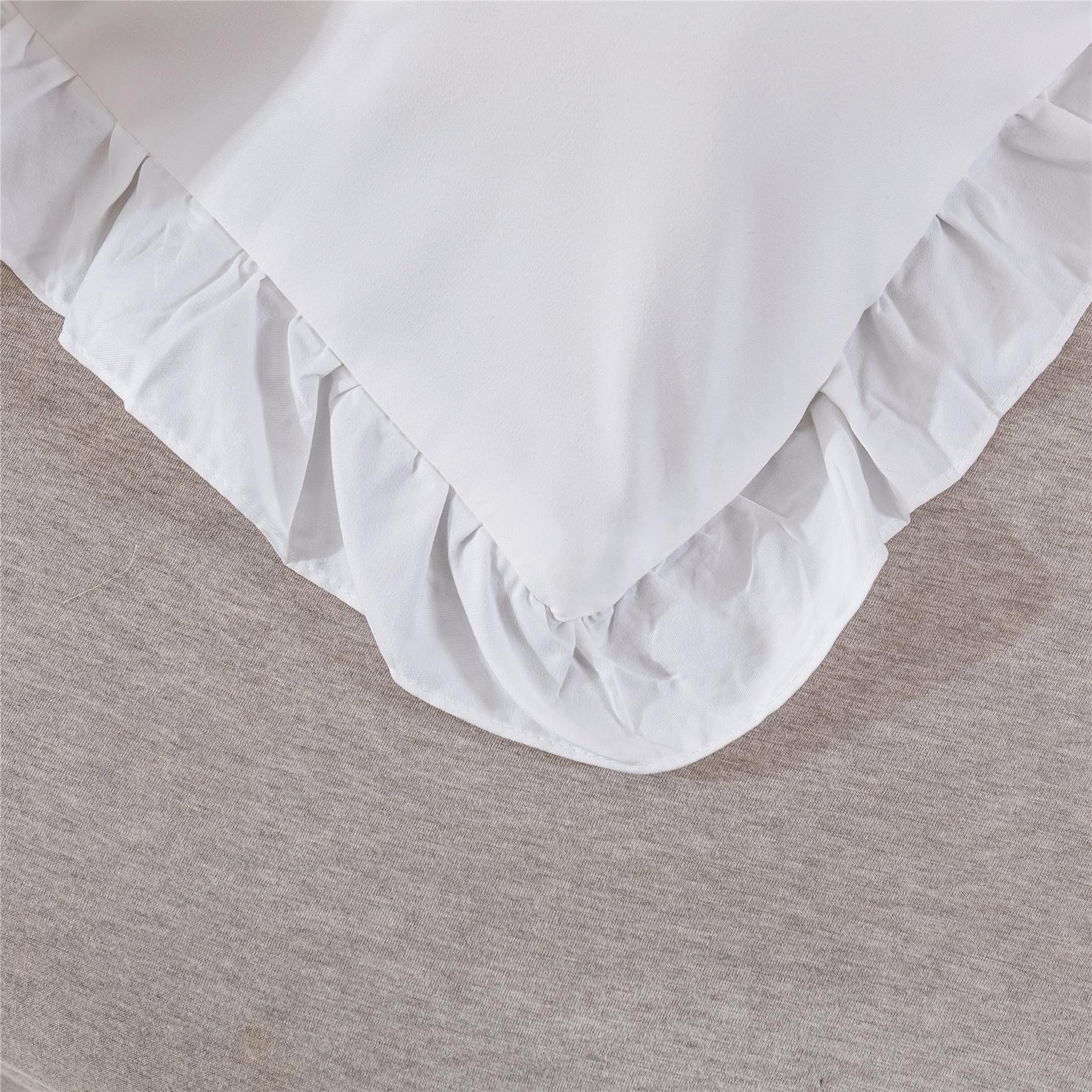 AShanlan Juego de ropa cama con volantes 3 piezas, 200 x 200, color blanco, monocolor, romántico, volantes, 100% microfibra suave, funda nórdica almohada 80 cm, cremallera