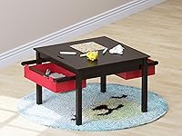 Vista 8 de UTEX Mesa de juego de construcción 2 en 1 para niños con cajones de almacenamiento y plato integrado (Espresso)