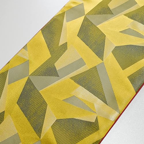 Miniatura 5 de HoliSelear Camino de mesa geométrico amarillo dorado de varios tamaños, exquisito camino de mesa de 48 pulgadas de largo, 13 x 48 pulgadas, para