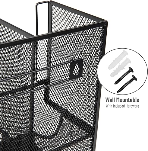 Miniatura 4 de Mind Reader "Flume" Organizador con 6 compartimientos para condimento y tazas, Malla Negra