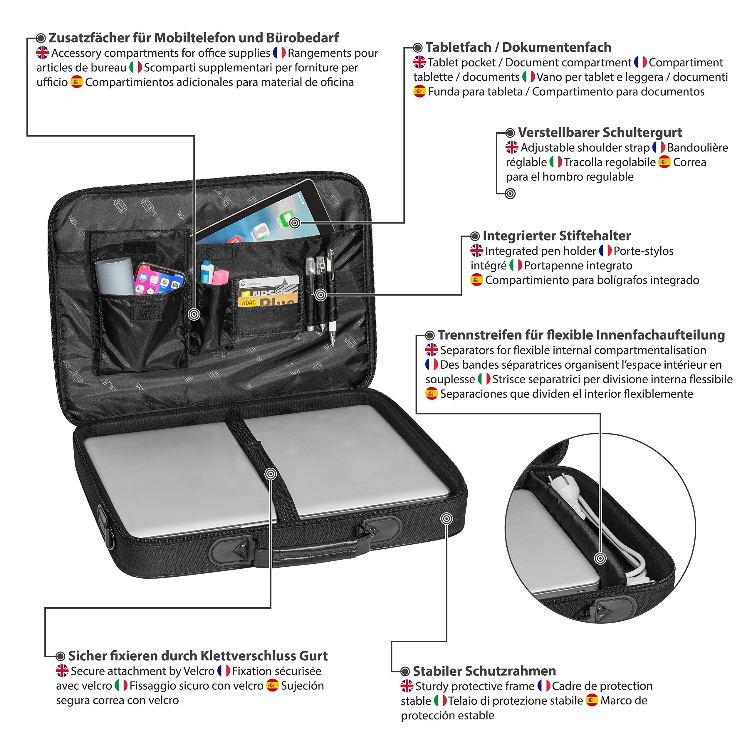 Borsa Tracolla Trendline Per Laptop Fino A 18.4 Pollici - Custodia Protettiva Nera Unisex Per Notebook - Foto 3