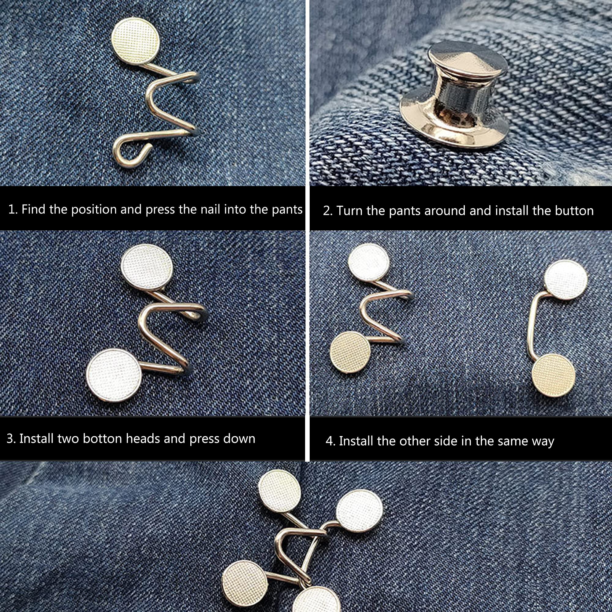 8 Set Broek Taille Tightener Verstelbare Taille Gesp Afneembare Jeans Knop Aanscherping Broek Clips Herbruikbare Broek Knop Aanscherping Taille Richter voor Broek Taillebandspanner voor Jurken Blazers