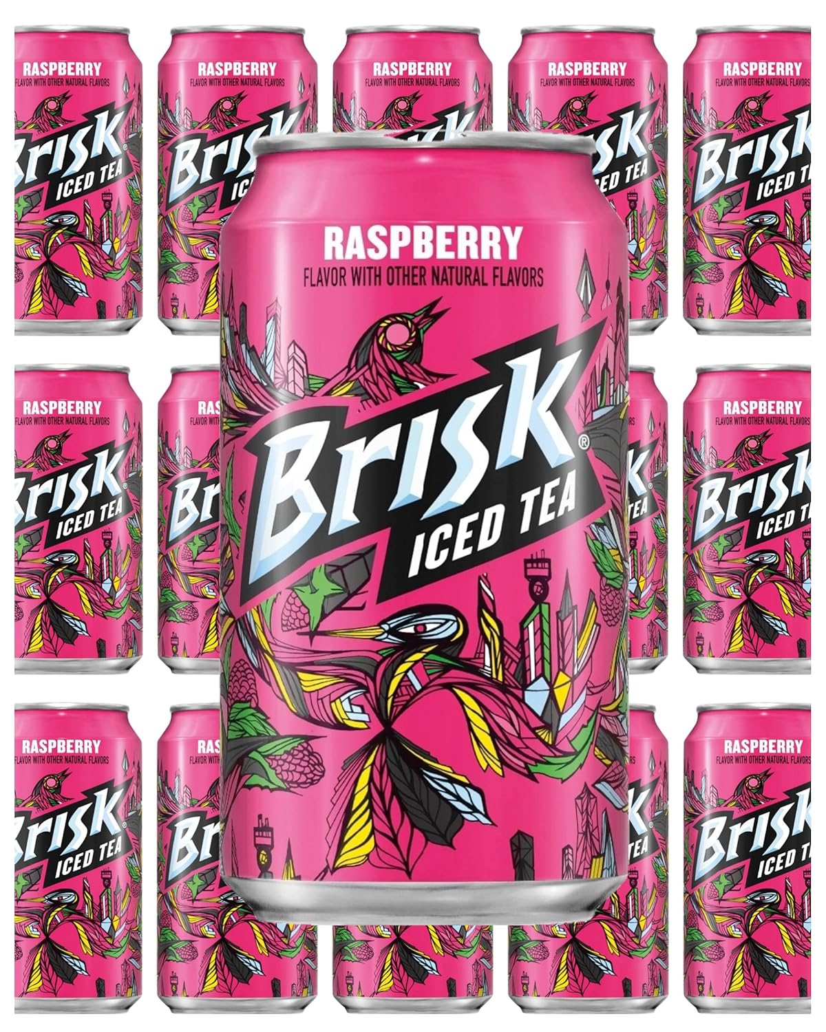 Brisk ice tea raspberry 12 fl oz , 15 cans , total 180 fl