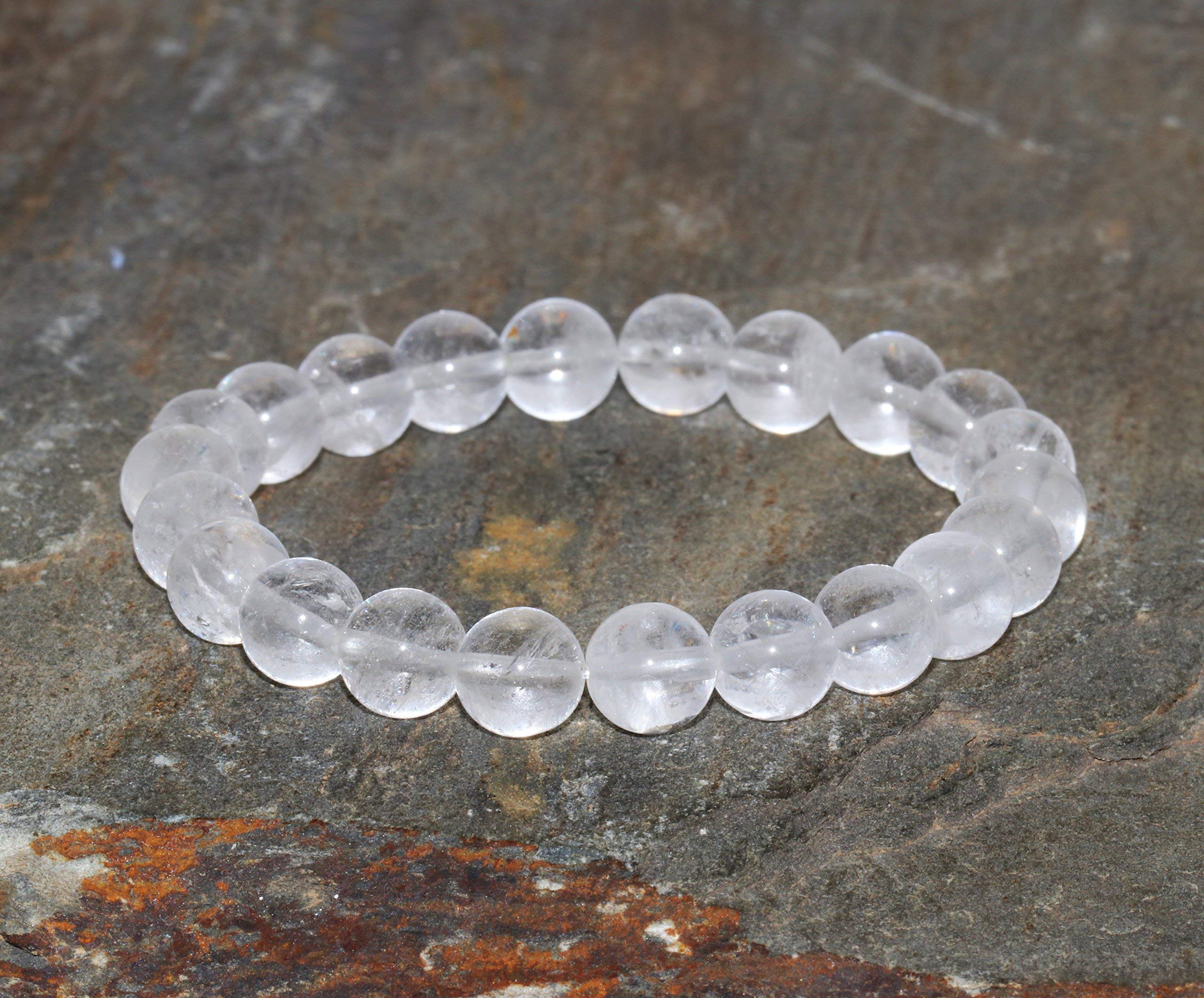 8mm Milky Clear Quartz Crystal Bracelet, Yoga Wrist Mala Beads, Meditation Jewelry, Milk, Master Healer - Clarity - Healing for All Chakras