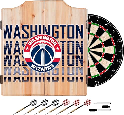 Trademark Gameroom NBA7010-WW3 NBA Juego de gabinete de dardos con dardos y tablero - Ciudad - Washington Wizards