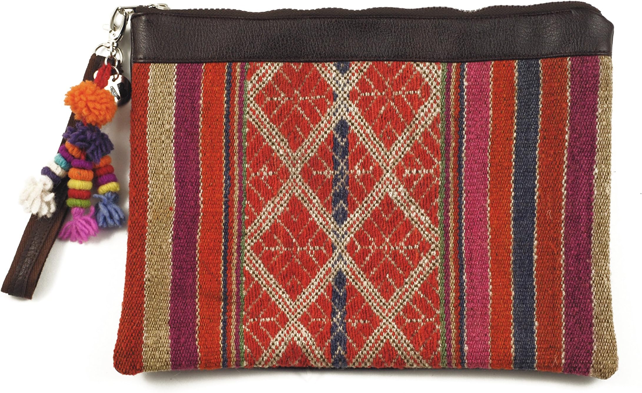 Andrea Bocchio Manta - Woven and Leather Large Clutch with Wristlet Handle