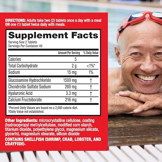 Move Free Advanced Glucosamine Chondroitin + Calcium Fructoborate Joint Support Supplement, Supports Mobility Comfort Strength Flexibility & Bone - 80 Tablets (40 servings)*