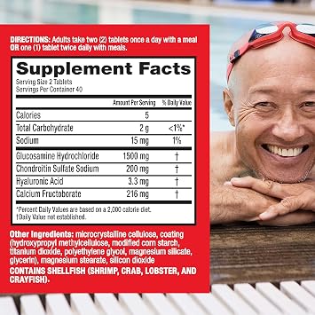 Move Free Advanced Glucosamine Chondroitin + Calcium Fructoborate Joint Support Supplement, Supports Mobility Comfort Strength Flexibility & Bone - 80 Tablets (40 servings)*