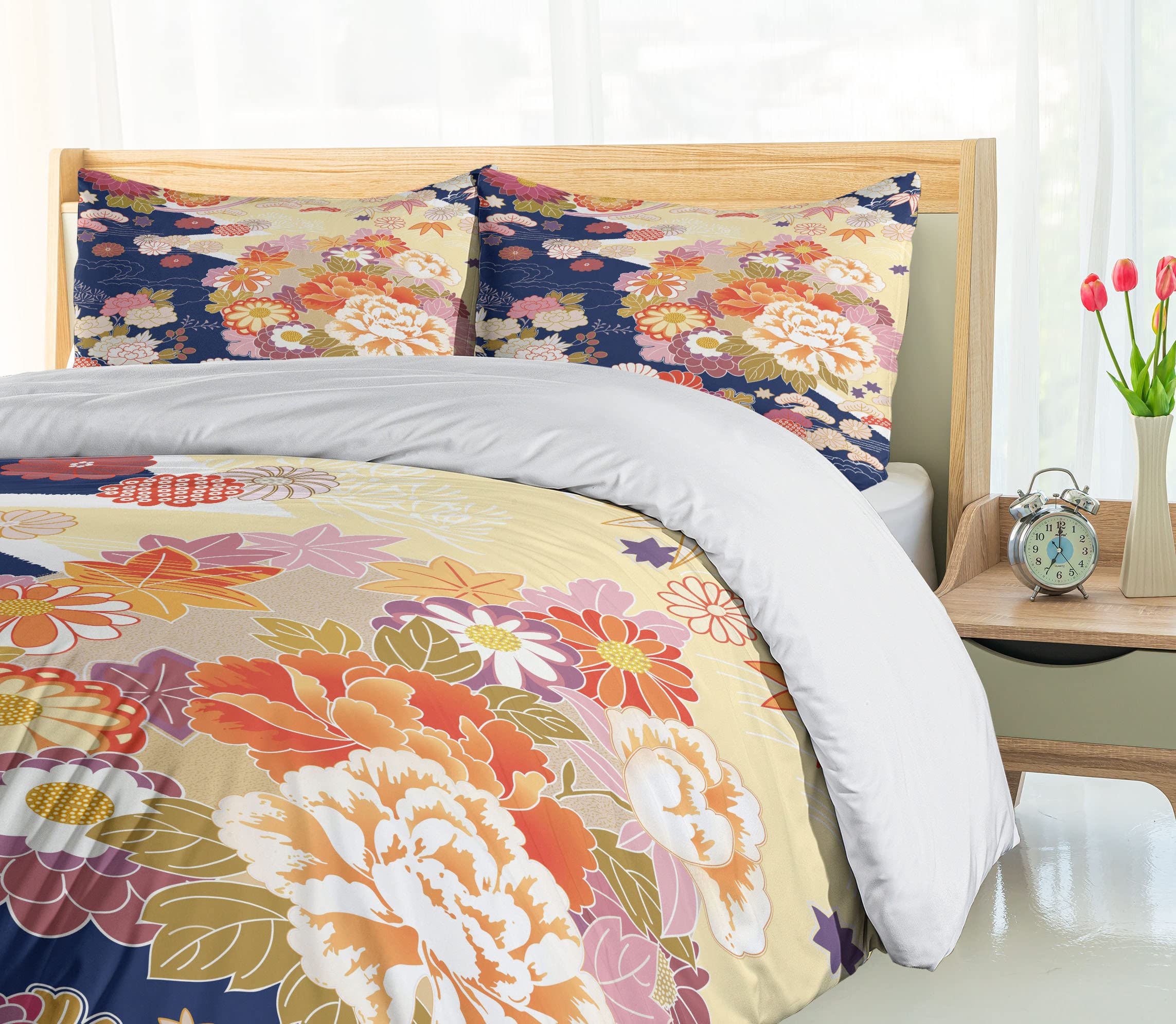 Amazon｜Ambesonne 布団カバーセット 日本の伝統的な着物