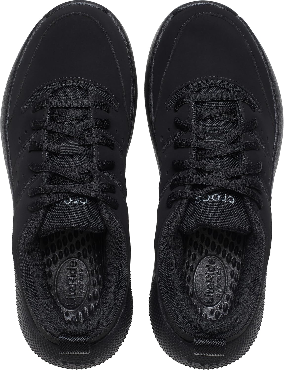 Crocs Women On The Clock Work Sneaker, Triple Black, 4 Women