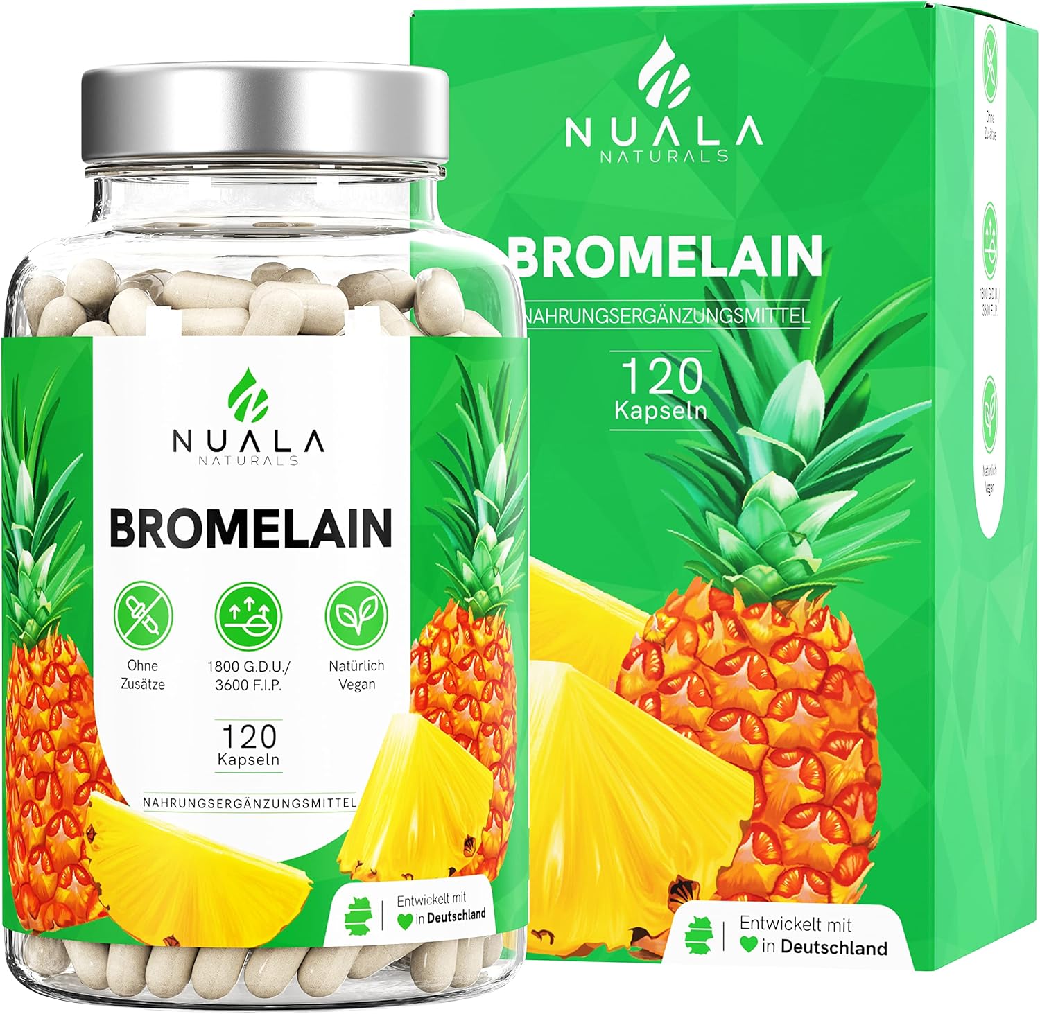 Bromelain Hochdosiert 3600 F.I.P. 120 vegane Kapseln á 550 mg