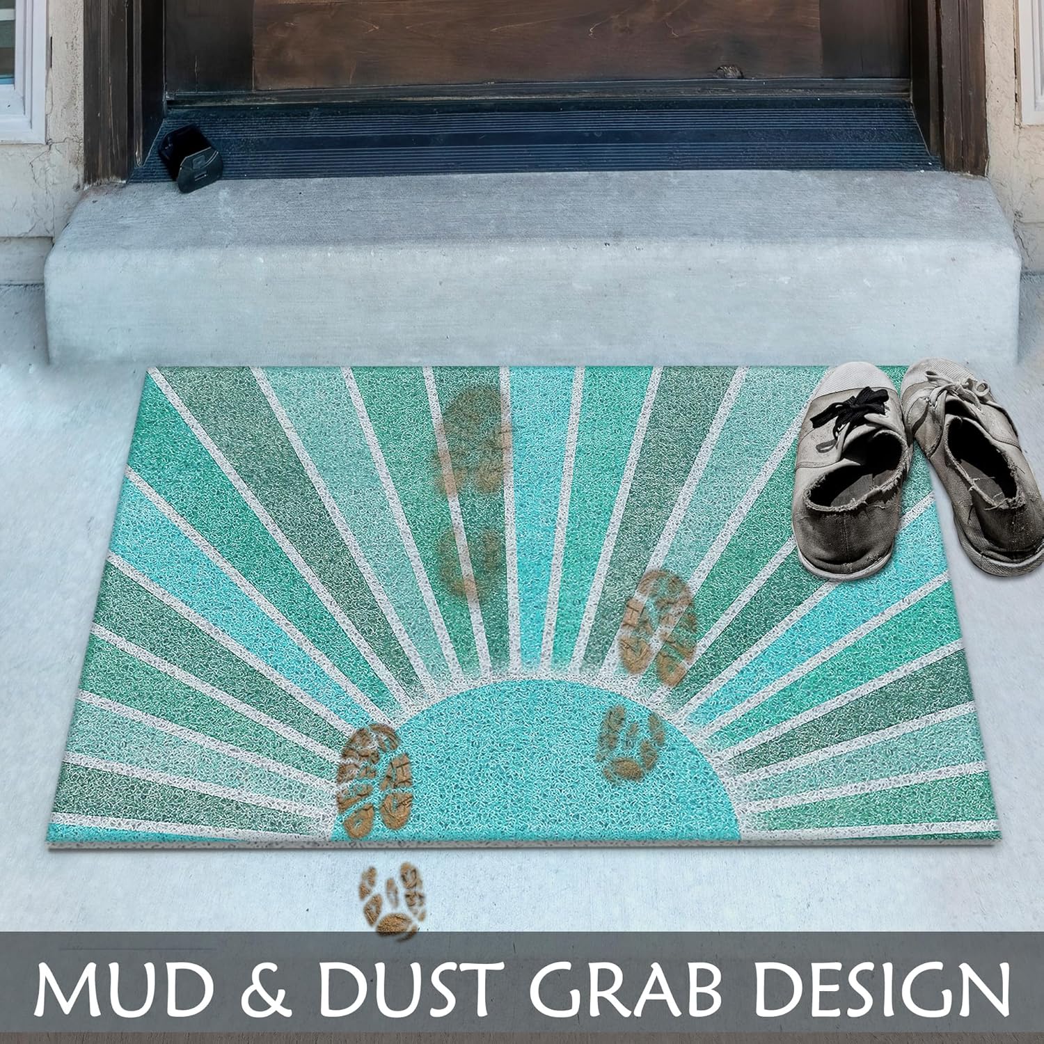 Blue Turquoise Boho Outdoor Door Mat Doormat, Blue Turquoise Boho Welcome Door Mats Doormat Outdoor Indoor Entrance, Indoor Door Mats for Entryway, 17x30