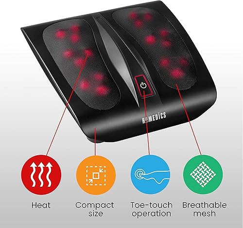 Miniatura 7 de HoMedics- Masajeador de pies Shiatsu de triple acción con calor  Cabezales giratorios de amasado profundo y calor calmante  Diseño grande tejido