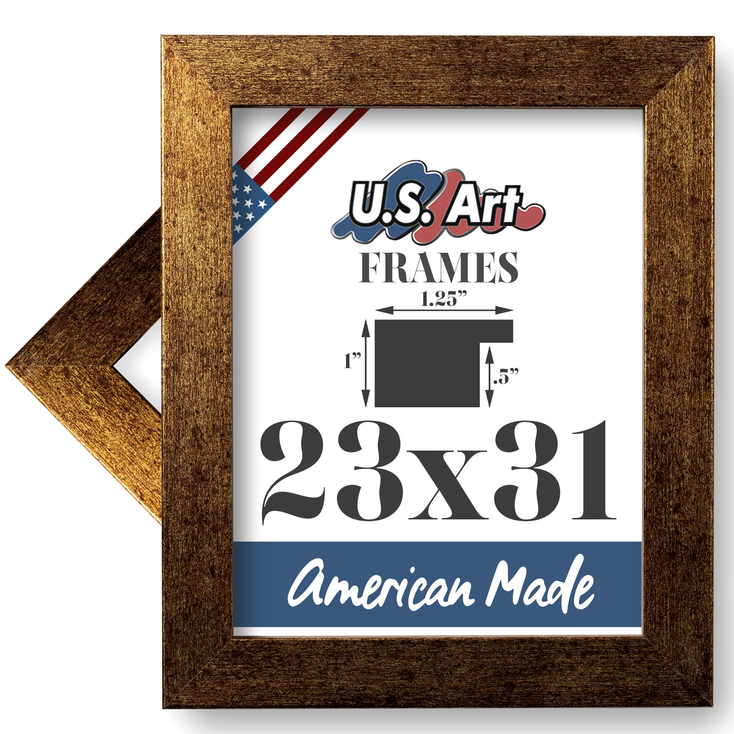 US Art 23x31 Brushed Copper Flat 1.25 Inch, Smooth Wrapped Finish Wood Composite Wall Decor Picture Poster Frame