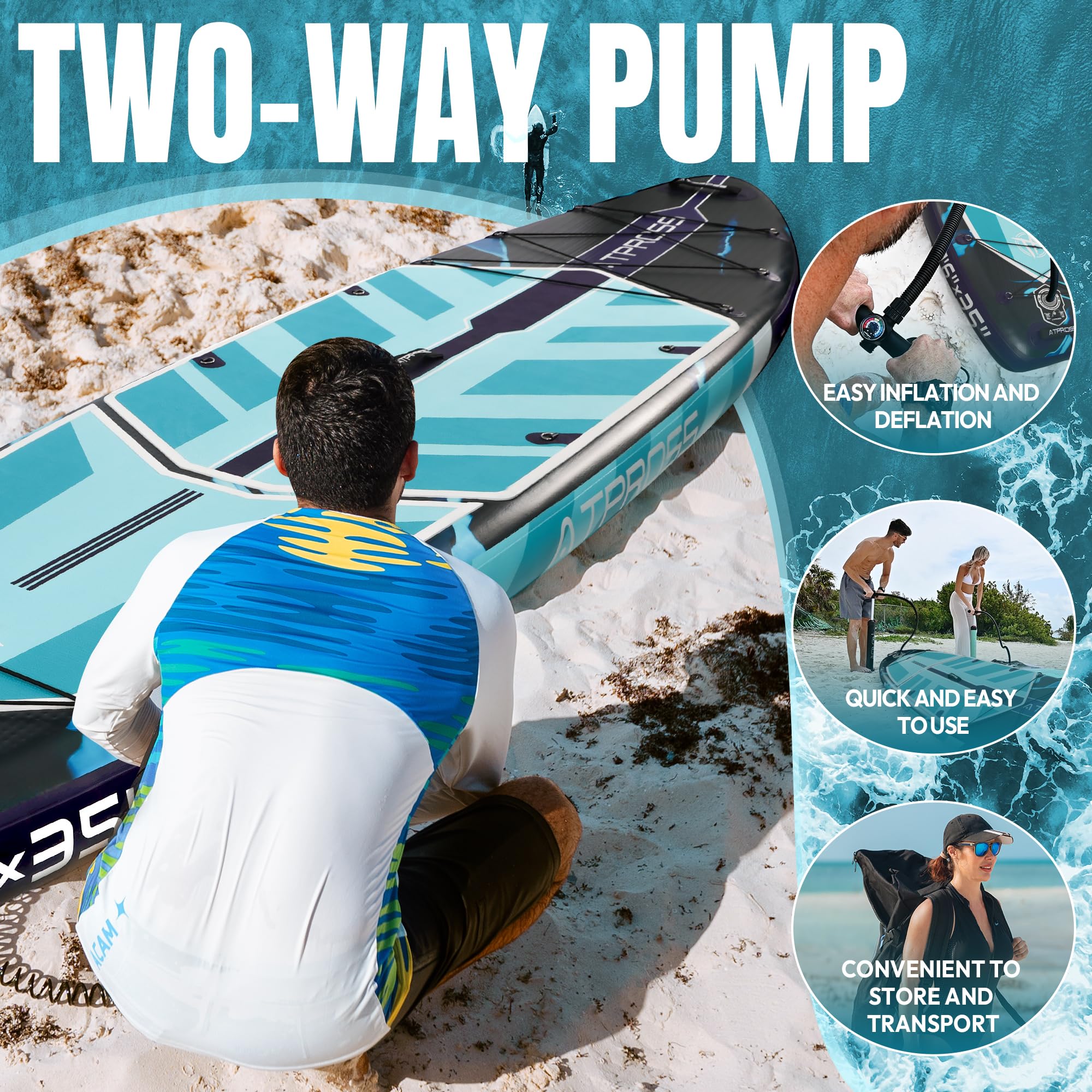 11'6"x35" Inflatable Stand Up Paddle Board 450LBS Weight Capacity Extra Wide Non-Slip Stable Deck Adult SUP,Premium Accessories Kit & Backpackfor Yoga, Fishing, Surf