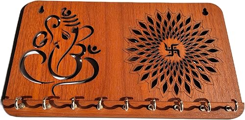 Miniatura 6 de Ganesha - Llavero de chakra con esvástica para decoración del hogar, elegante colgador de llaves montado en la pared, soporte de llavero para
