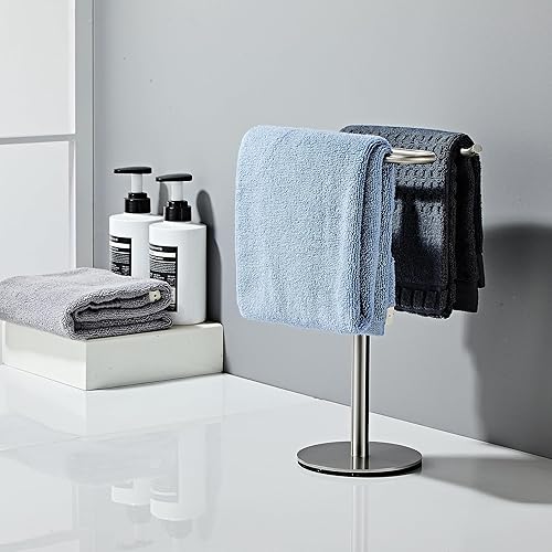 Miniatura 7 de Toallero de mano de níquel cepillado, toallero independiente de 13 pulgadas, soporte de barra de toalla de acero inoxidable SUS304, barra de torre