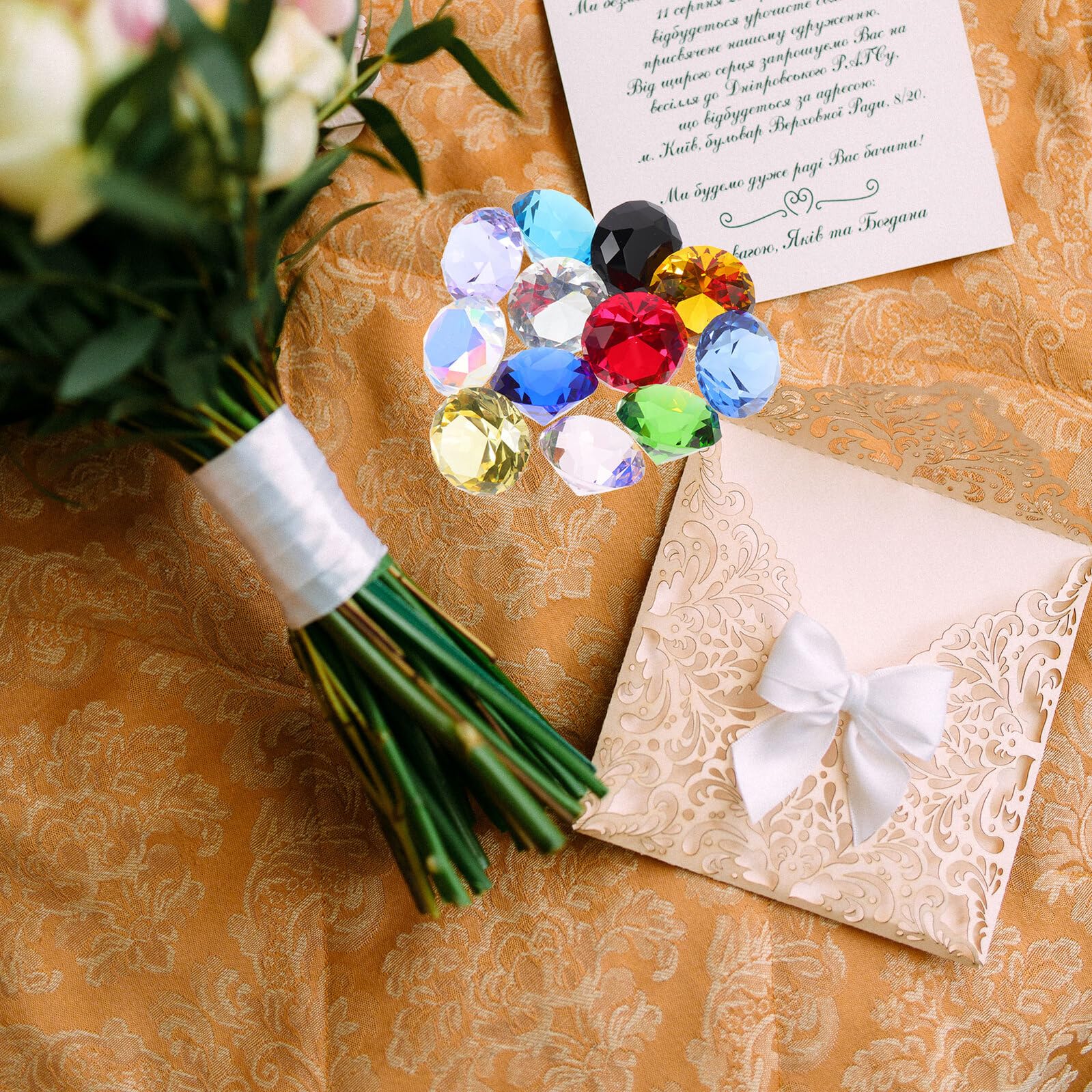 Healvian Diamanti Decorativi Riempitivo per Vasi a Forma di Diamante 12 Pezzi in Vetro 30mm e Decorazione Casa per Centro Tavola e Sfondo Fotografico