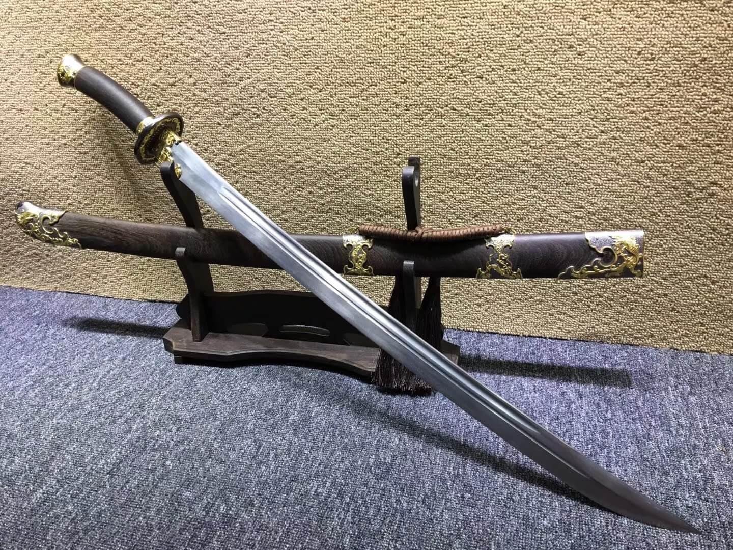 Dao jian,Broadsword,Handmade Folding Steel Blade,Rosewood Scabbard,Alloy Fittings