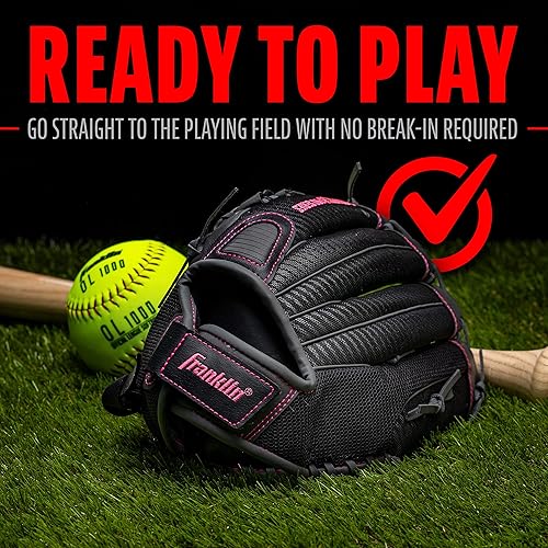 Miniatura 28 de Franklin Sports Guante de softbol para niñas, diseño de molino de viento para mujer, diseño de lanzamiento lento, para hombre derecho e izquierdo