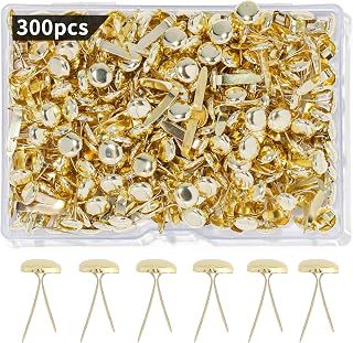 Monigte Brass Fasteners 300 Pack Small Brads for Paper Crafts Scrapbooking DIY Handmade Cards School Projects