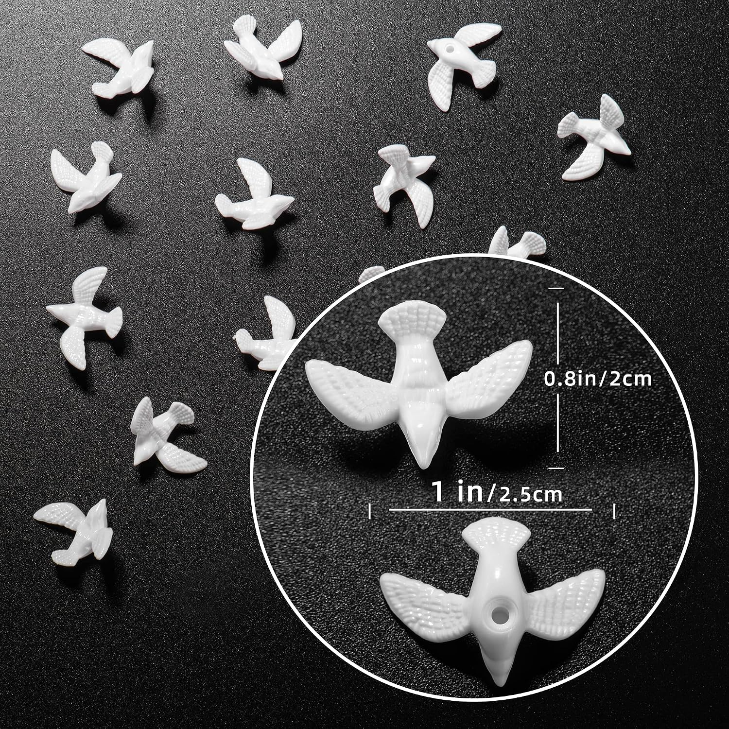 200 Mini Doves for Crafts, 1 Inch Bulk White Dove Miniature Birds for Crafts Wedding Cake Decoration Mother's Day Gift Decor(200PCS 1 Inch)
