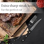 MIAMIO Cutlery Set 72 Piece for 12 People, 18/10 Stainless Steel Flatware Set with Steak Knives, Forks, Knives & Spoons, Modern Dishwasher Safe (Black)