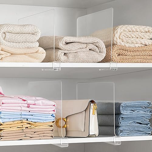 Miniatura 6 de HBlife Divisores transparentes de 12 pulgadas de alto versión extra alta, paquete de 12 organizadores de bolsos para armario, perfectos para